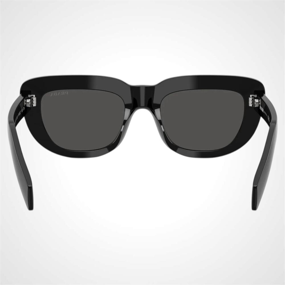New PRADA Sunglasses Black Rectangle Cat Eye Grey Lens Women's - Picture 4 of 5